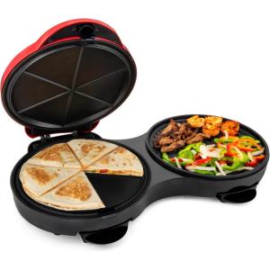 imageTaco Tuesday Deluxe 10inch 6Wedge Electric Quesadilla Maker with Extra Stuffing Latch Red8Inch 2in1 Quesadilla Maker
