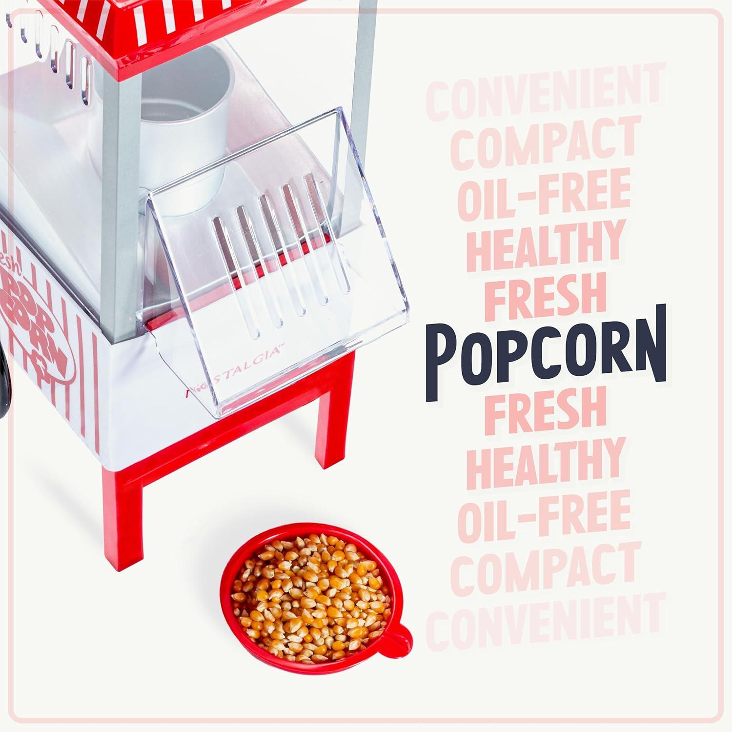 imageNostalgia Maker 12 Cups CocaCola Hot Air Popcorn Machine with Measuring Cap Oil Free Vintage Movie Theater Style White and RedWhiteRed