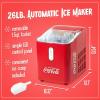 imageCocaCola Automatic Ice Maker Self Cleaning Countertop Size 26 Pounds in 24 Hours 9 Large or Small Ice Cubes in 7 Minutes LED Control Panel Scoop Included Perfect for Water BottlesCoke