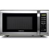 imageFarberware Countertop Microwave 700 Watts 07 Cu Ft  Microwave Oven With LED Lighting and Child Lock  Perfect for Apartments and Dorms  Easy Clean Grey Interior Retro BlackStainless Steel
