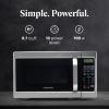 imageFarberware Countertop Microwave 700 Watts 07 Cu Ft  Microwave Oven With LED Lighting and Child Lock  Perfect for Apartments and Dorms  Easy Clean Grey Interior Retro BlackStainless Steel