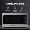 imageFarberware Countertop Microwave 700 Watts 07 Cu Ft  Microwave Oven With LED Lighting and Child Lock  Perfect for Apartments and Dorms  Easy Clean Grey Interior Retro BlackStainless Steel