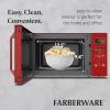 imageFarberware FM09SSE Classic Countertop Microwave Oven 900Watt with LED Lighting Child Lock Easy Clean Interior 09 Cu Ft Stainless Steel11 Cu Ft Red