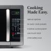imageFarberware FMO11AHTBKBD1 Countertop 1000 Watts Microwave Oven with LED Lighting and Child LockPerfect for Apartments and DormsEasy Clean 11 cu ft Stainless Steel11 Cu Ft Stainless Steel