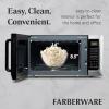 imageFarberware FMO11AHTBKBD1 Countertop 1000 Watts Microwave Oven with LED Lighting and Child LockPerfect for Apartments and DormsEasy Clean 11 cu ft Stainless Steel13 Cu Ft Stainless
