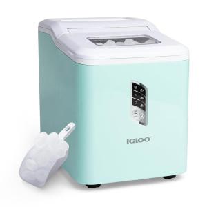 imageCocaCola Automatic Ice Maker Self Cleaning Countertop Size 26 Pounds in 24 Hours 9 Large or Small Ice Cubes in 7 Minutes LED Control Panel Scoop Included Perfect for Water BottlesAqua