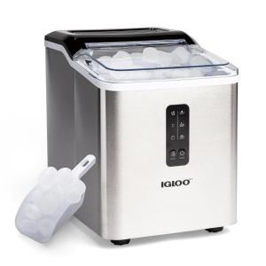 imageCocaCola Automatic Ice Maker Self Cleaning Countertop Size 26 Pounds in 24 Hours 9 Large or Small Ice Cubes in 7 Minutes LED Control Panel Scoop Included Perfect for Water BottlesStainless Steel