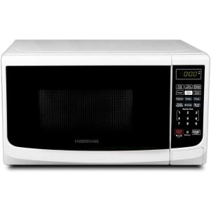 imageFarberware Countertop Microwave 700 Watts 07 Cu Ft  Microwave Oven With LED Lighting and Child Lock  Perfect for Apartments and Dorms  Easy Clean Grey Interior Retro BlackWhite