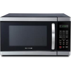 imageFarberware FM09SSE Classic Countertop Microwave Oven 900Watt with LED Lighting Child Lock Easy Clean Interior 09 Cu Ft Stainless Steel11 Cu Ft Stainless