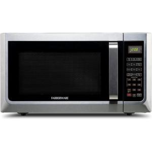 imageFarberware FMO11AHTBKBD1 Countertop 1000 Watts Microwave Oven with LED Lighting and Child LockPerfect for Apartments and DormsEasy Clean 11 cu ft Stainless Steel13 Cu Ft Stainless