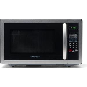 imageFarberware FMO11AHTBKBD1 Countertop 1000 Watts Microwave Oven with LED Lighting and Child LockPerfect for Apartments and DormsEasy Clean 11 cu ft Stainless Steel11 Cu Ft Stainless Steel