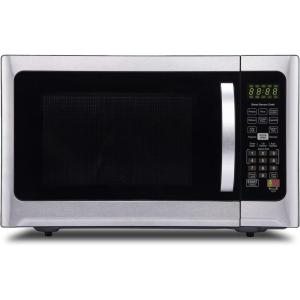 imageFarberware FMO11AHTBKBD1 Countertop 1000 Watts Microwave Oven with LED Lighting and Child LockPerfect for Apartments and DormsEasy Clean 11 cu ft Stainless Steel12 Cu Ft Stainless Sensor