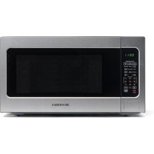 imageFarberware FMO11AHTBKBD1 Countertop 1000 Watts Microwave Oven with LED Lighting and Child LockPerfect for Apartments and DormsEasy Clean 11 cu ft Stainless Steel22 Cu Ft Stainless wSensor