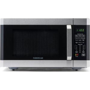 imageFarberware FMO11AHTBKBD1 Countertop 1000 Watts Microwave Oven with LED Lighting and Child LockPerfect for Apartments and DormsEasy Clean 11 cu ft Stainless Steel16 Cu Ft Stainless w Sensor