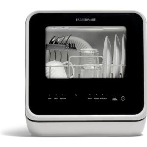 imageFarberware Portable Countertop Dishwasher with 5Liter Builtin Water Tank  5Program System for Home RV and Apartment  Wash Dishes Glass and Baby ProductsBlackWhite