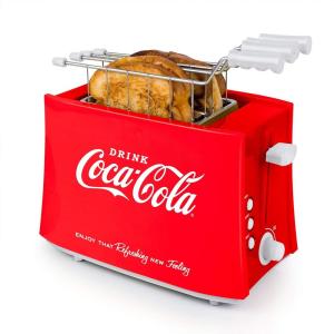 imageNostalgia CocaCola Grilled Cheese Toaster with EasyClean Toaster Baskets and Adjustable Toasting Dial Red 2SlotGrilled Cheese Toaster Coke