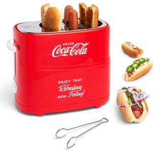 imageNostalgia CocaCola Hot Dog Roller Holds 8 Regular Sized or 4FootLong Hot Dogs and 6 Bun Capacity Stainless Steel Rollers Perfect For Breakfast Sausages Brats Taquitos Egg Rolls RedWhiteHot Dog Toaster Original