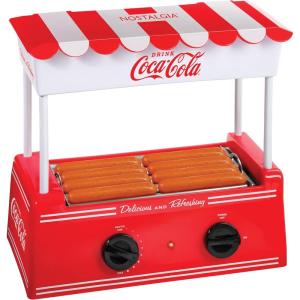 imageNostalgia CocaCola Hot Dog Roller Holds 8 Regular Sized or 4FootLong Hot Dogs and 6 Bun Capacity Stainless Steel Rollers Perfect For Breakfast Sausages Brats Taquitos Egg Rolls RedWhiteHot Dog Roller