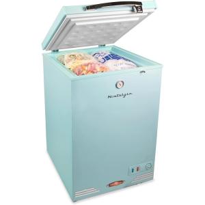 imageNostalgia CocaCola Refrigerator with Freezer 32 Cu Ft Adjustable Temperature Cools as Low as 32 Degrees Bottle Opener Ice Cube Tray Scraper Included Black35 CuFt Aqua
