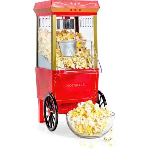 imageNostalgia Maker 12 Cups CocaCola Hot Air Popcorn Machine with Measuring Cap Oil Free Vintage Movie Theater Style White and RedRed