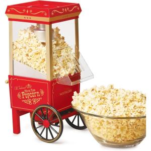 imageNostalgia Maker 12 Cups CocaCola Hot Air Popcorn Machine with Measuring Cap Oil Free Vintage Movie Theater Style White and RedRed Original