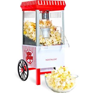 imageNostalgia Maker 12 Cups CocaCola Hot Air Popcorn Machine with Measuring Cap Oil Free Vintage Movie Theater Style White and RedWhiteRed