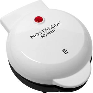 imageNostalgia MyMini Personal Electric Heart Turkey Waffle Maker 5Inch Cooking Surface Waffle Iron for Hash Browns French Toast Grilled Cheese Quesadilla Brownies Cookies RedWhite