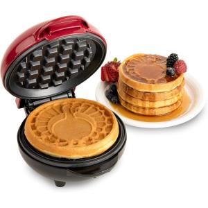 imageNostalgia MyMini Personal Electric Heart Turkey Waffle Maker 5Inch Cooking Surface Waffle Iron for Hash Browns French Toast Grilled Cheese Quesadilla Brownies Cookies RedTurkey