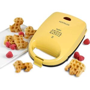 imageNostalgia MyMini Personal Electric Heart Turkey Waffle Maker 5Inch Cooking Surface Waffle Iron for Hash Browns French Toast Grilled Cheese Quesadilla Brownies Cookies RedAnimal