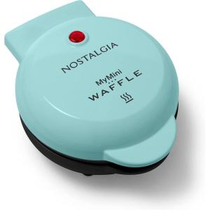 imageNostalgia MyMini Personal Electric Heart Turkey Waffle Maker 5Inch Cooking Surface Waffle Iron for Hash Browns French Toast Grilled Cheese Quesadilla Brownies Cookies RedAqua