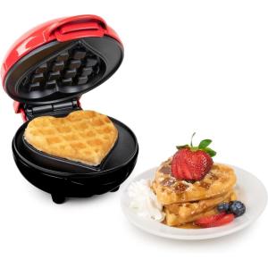 imageNostalgia MyMini Personal Electric Heart Turkey Waffle Maker 5Inch Cooking Surface Waffle Iron for Hash Browns French Toast Grilled Cheese Quesadilla Brownies Cookies RedHeart