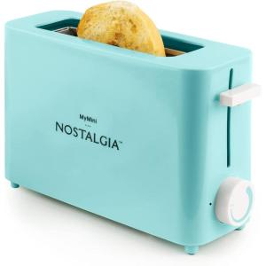 imageNostalgia MyMini Single Slice Toaster  125quot Wide Slot Portion Control Compact Design Adjustable Temperature Cancel Defrost and Bagel Button  Removable Crumb Tray  RedAqua