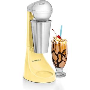 imageNostalgia TwoSpeed Electric CocaCola Limited Edition Milkshake Maker and Drink Mixer Includes 16Ounce Stainless Steel Mixing Cup and Rod RedYellow