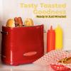 imageNostalgia 2 Slot Hot Dog and Bun Toaster with Mini Tongs Retro Toaster Cooker that Works Chicken Turkey Veggie Links Sausages Brats Metallic RedMetallic Red