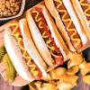 imageNostalgia 2 Slot Hot Dog and Bun Toaster with Mini Tongs Retro Toaster Cooker that Works Chicken Turkey Veggie Links Sausages Brats Metallic RedYellow