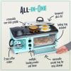 imageNostalgia 3in1 Breakfast Station  Includes Coffee Maker NonStick Griddle and 4Slice Toaster Oven  Versatile Breakfast Maker with Timer  RedAqua Breakfast Station