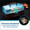 imageNostalgia JetPuffed Lighted Smores Supply Caddy Tabletop Kit for Camping Vacation and Backyard Bonfires Carry Handle Retractable Trays 2 Forks and 2 Plates IncludedJet Puffed Smores Caddy Set