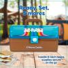 imageNostalgia JetPuffed Lighted Smores Supply Caddy Tabletop Kit for Camping Vacation and Backyard Bonfires Carry Handle Retractable Trays 2 Forks and 2 Plates IncludedJet Puffed Smores Caddy