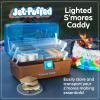 imageNostalgia JetPuffed Lighted Smores Supply Caddy Tabletop Kit for Camping Vacation and Backyard Bonfires Carry Handle Retractable Trays 2 Forks and 2 Plates IncludedJet Puffed Smores Caddy