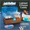 imageNostalgia JetPuffed Lighted Smores Supply Caddy Tabletop Kit for Camping Vacation and Backyard Bonfires Carry Handle Retractable Trays 2 Forks and 2 Plates IncludedJet Puffed Smores Caddy Set