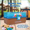 imageNostalgia JetPuffed Lighted Smores Supply Caddy Tabletop Kit for Camping Vacation and Backyard Bonfires Carry Handle Retractable Trays 2 Forks and 2 Plates IncludedJet Puffed Smores Caddy Set