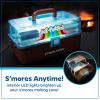 imageNostalgia JetPuffed Lighted Smores Supply Caddy Tabletop Kit for Camping Vacation and Backyard Bonfires Carry Handle Retractable Trays 2 Forks and 2 Plates IncludedJet Puffed Smores Caddy