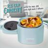 imageNostalgia Portable 20Ounce Electric Heated Lunch Box  Travel Size 25 Cup Capacity for Soup Chili and Leftovers  Leak Proof Silicone Sealed Lid Foldable Carry Handle Detachable Cord  BlackChambray
