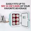 imageNostalgia RF6RRAQ Retro 6Can Personal Cooling and Heating Mini Refrigerator with Carry Handle for Home Office Car Boat or Dorm RoomIncludes ACDC Power Cords1 cubic feet AquaAqua