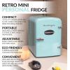 imageNostalgia RF6RRAQ Retro 6Can Personal Cooling and Heating Mini Refrigerator with Carry Handle for Home Office Car Boat or Dorm RoomIncludes ACDC Power Cords1 cubic feet AquaAqua