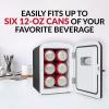 imageNostalgia RF6RRAQ Retro 6Can Personal Cooling and Heating Mini Refrigerator with Carry Handle for Home Office Car Boat or Dorm RoomIncludes ACDC Power Cords1 cubic feet AquaBlack Original