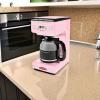imageNostalgia Retro 12Cup Programmable Coffee Maker With LED Display Automatic ShutOff ampamp Keep Warm PauseAndServe Function PinkCoffee Maker Pink