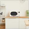 imageNostalgia Retro Compact Countertop Microwave Oven  07 Cu Ft  700Watts with LED Digital Display  Child Lock  Easy Clean Interior  OrangeIvory