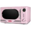 imageNostalgia Retro Compact Countertop Microwave Oven  07 Cu Ft  700Watts with LED Digital Display  Child Lock  Easy Clean Interior  OrangePink