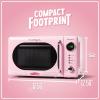 imageNostalgia Retro Compact Countertop Microwave Oven  07 Cu Ft  700Watts with LED Digital Display  Child Lock  Easy Clean Interior  OrangePink